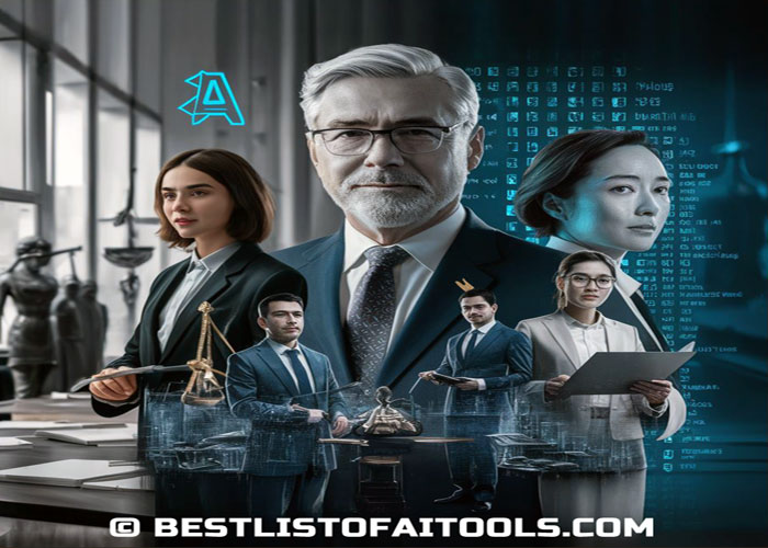 A bunch of professional lawyers inside a legal office.